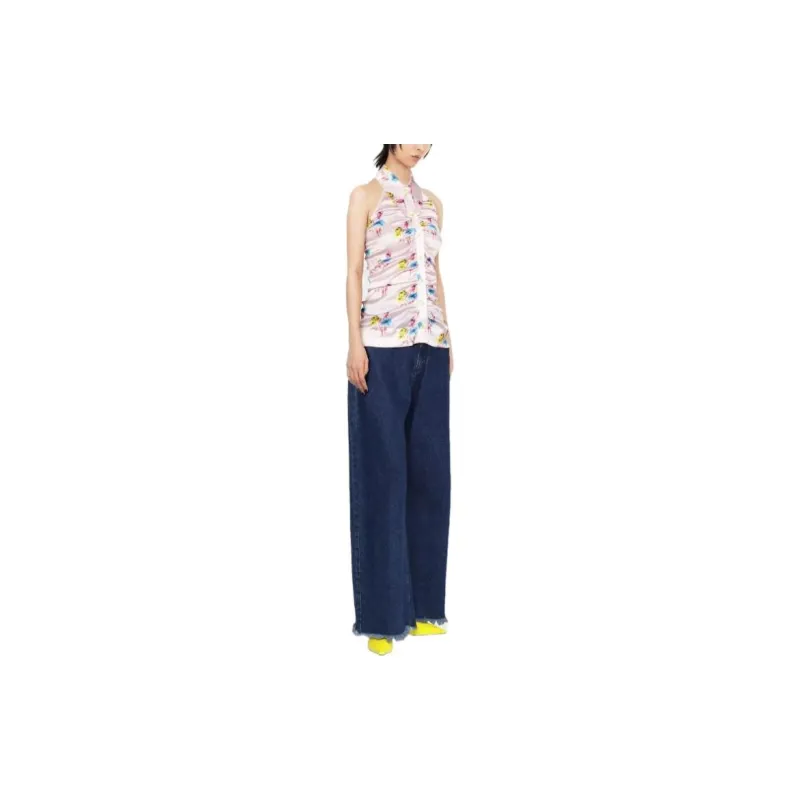 GANNI Floral Ruched Halterneck Top-3
