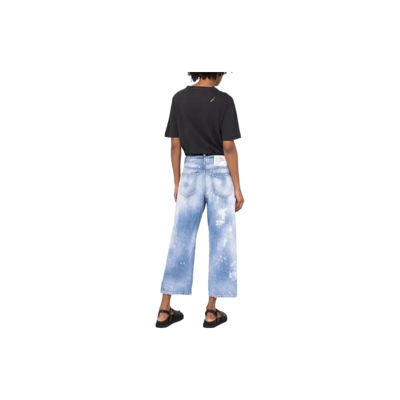 DSQUARED2 Distressed Paint splattered Wide leg Jeans-2
