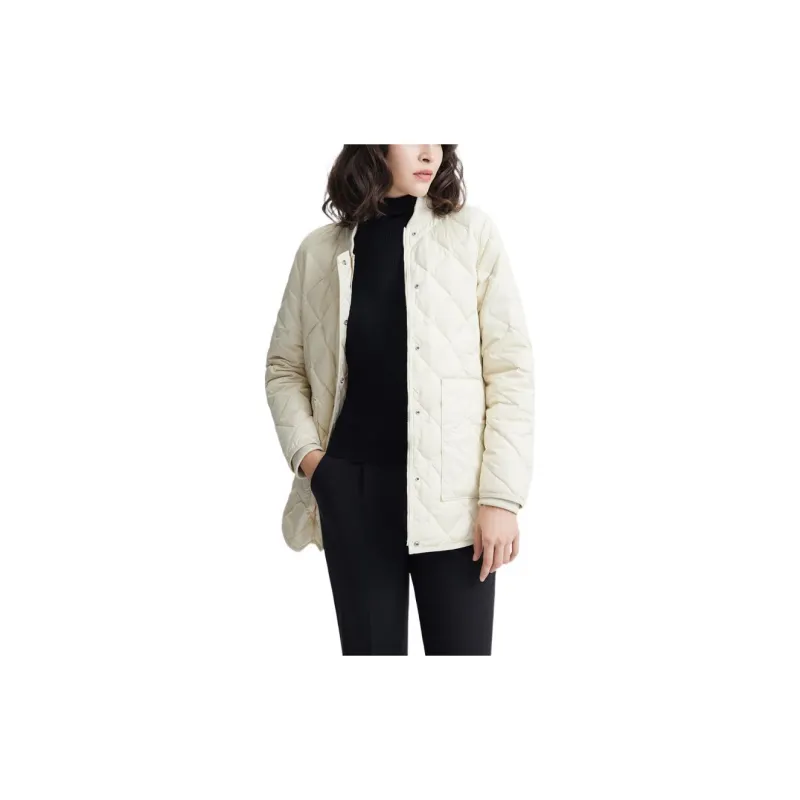 THEORY FW22 Diamond Baseball Collar Fitted Moderate Regular Edition Down Jacket Women's Milk White-3