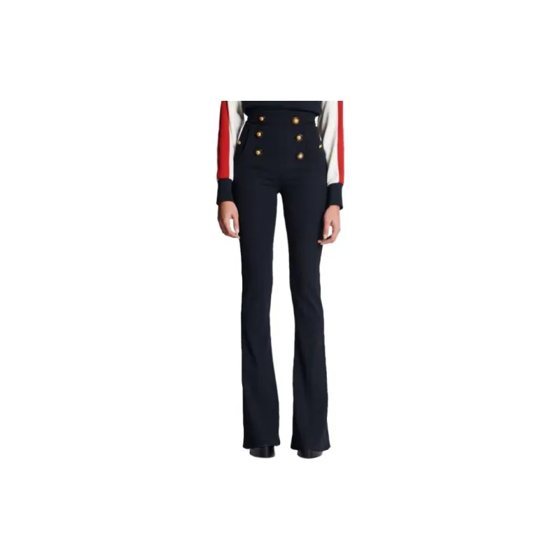 BALMAIN Wool Flared Trousers-4