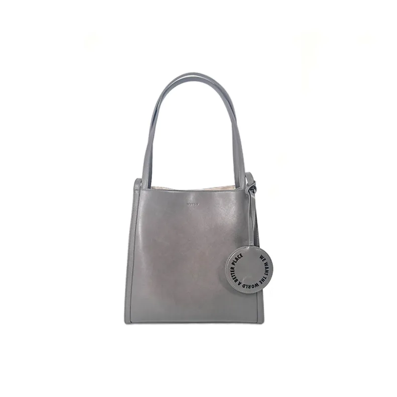 MUYSO Recycled Leather Tote Bag Shopping Bag Portable Backpack Women's Gray-0
