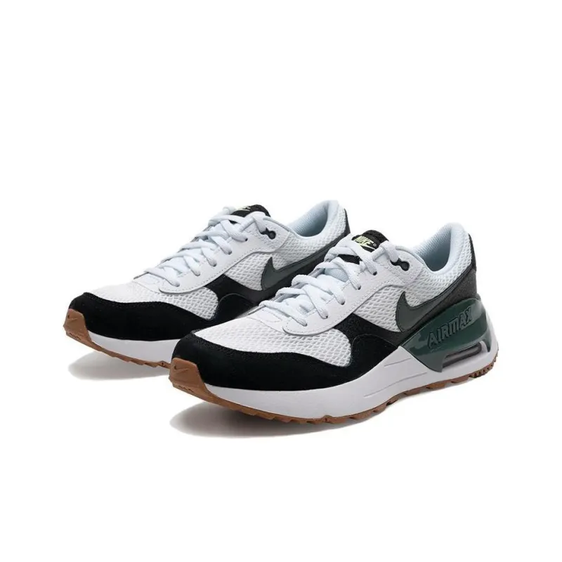 Nike Air Max SYSTM Abrasion Resistant Breathable Low Top Kids' Running Shoes White Black Green Teenagers-2