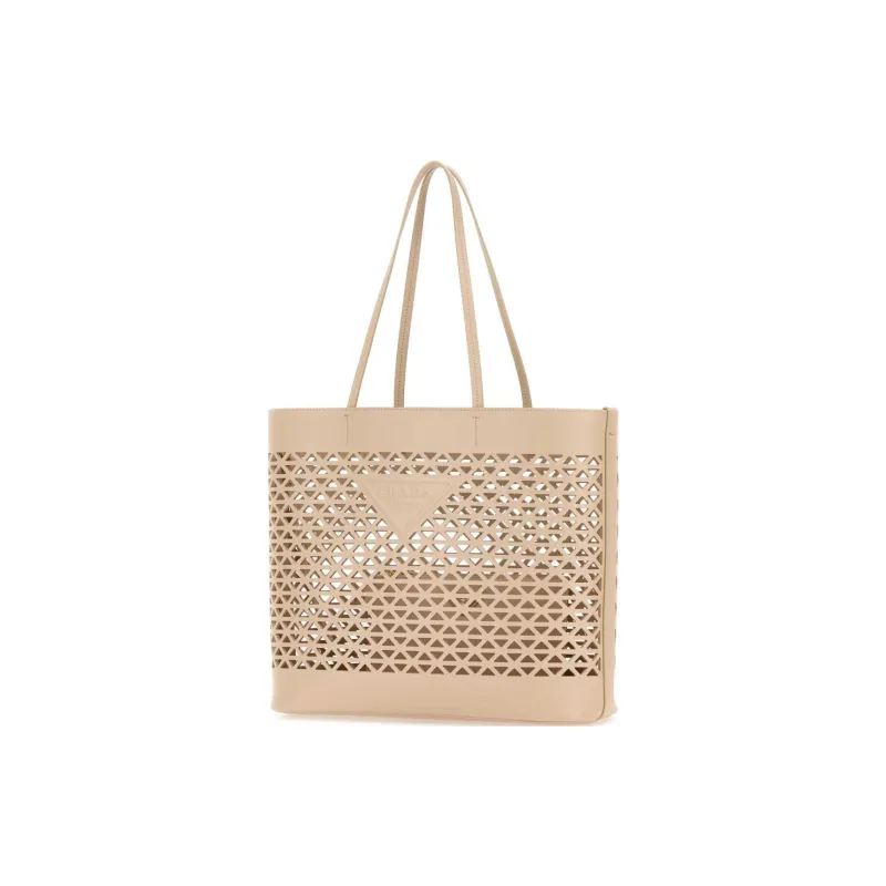 PRADA Leather Tote Bag, Shopping Bag, Handbag Women's Sand-1