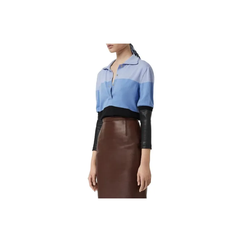 Burberry Long sleeve Leather Detail Polo Shirt-1