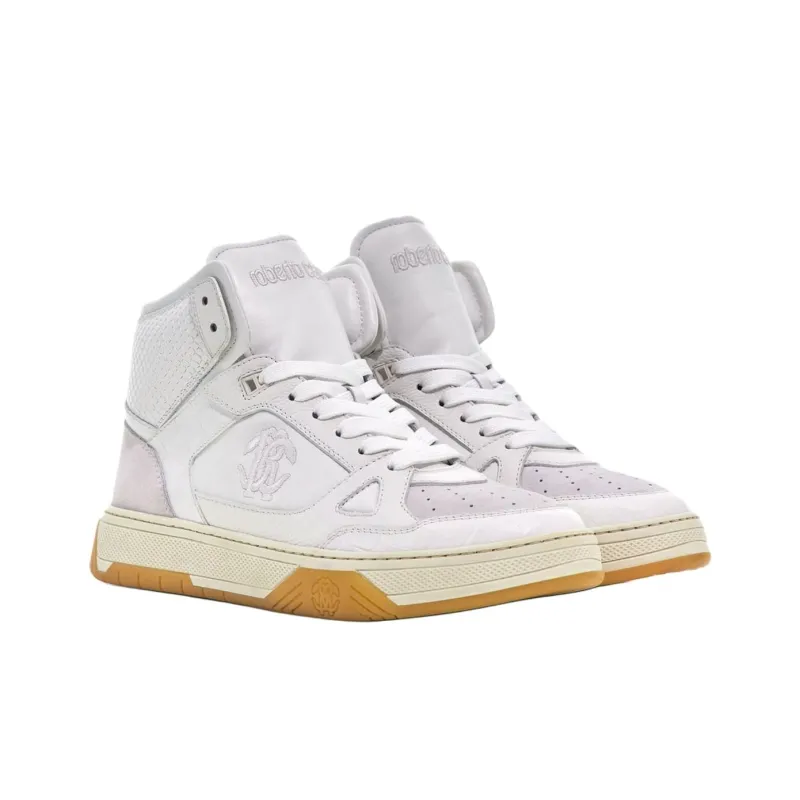 Roberto Cavalli High-Top Skateboard Shoes Men's White-2