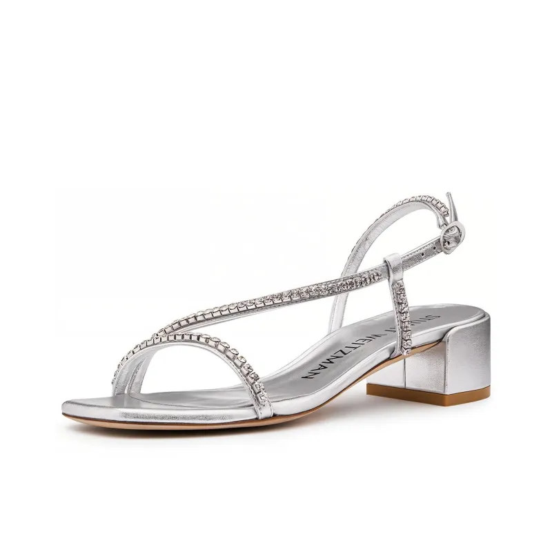 Stuart Weitzman/SW Soiree Crystal 35 Strap Sandals Women's Silver-2