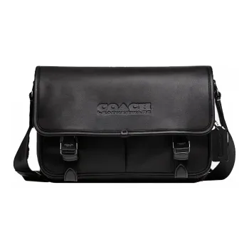 COACH League Cow Leather Storage Bag, Messenger Bag, Crossbody Bag, Shoulder Bag Tubas Men's Black