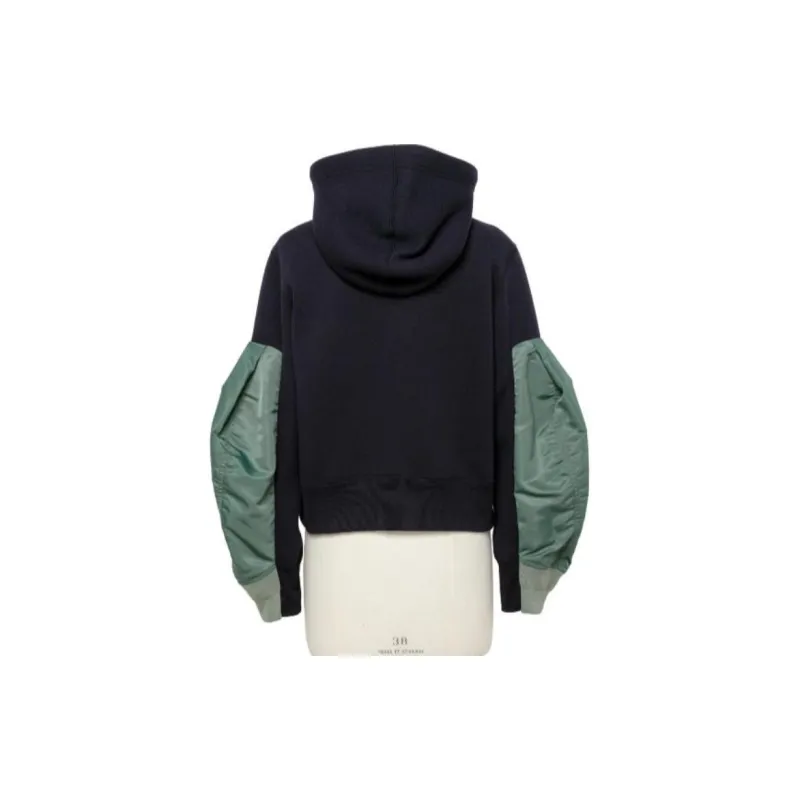 Sacai Panelled Zip-Up Hooded Drawstring Jacket-1