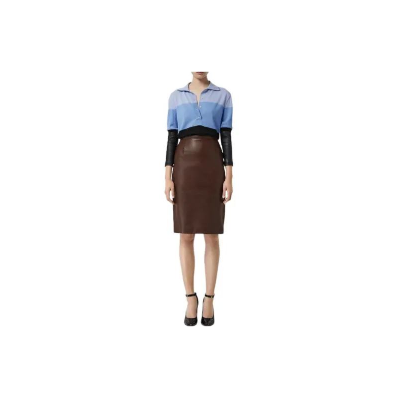 Burberry Long sleeve Leather Detail Polo Shirt-2