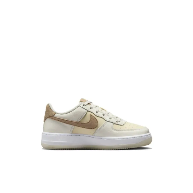 Nike Air Force 1 Anti Slip Wear Resistant Low Top Skateboard Shoes Beige Kids'-1