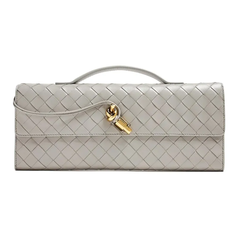 Bottega Veneta Andiamo Series Sheepskin Clutch Regular Women's Gray-0