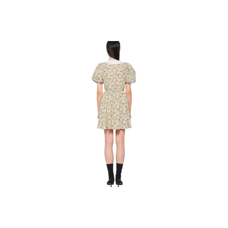 MIU MIU Short Sleeved Dress Women's Yellow-2