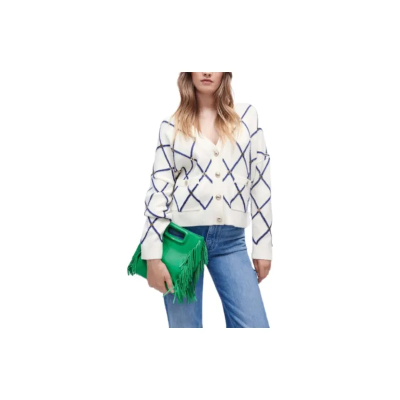 Maje Diamond pattern Knitted Cardigan-1