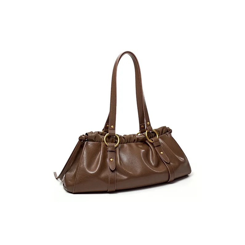 Simedin Cow Split Leather Bonded Synthetic Leather Shoulder Bag Regular Women's Coffee-3