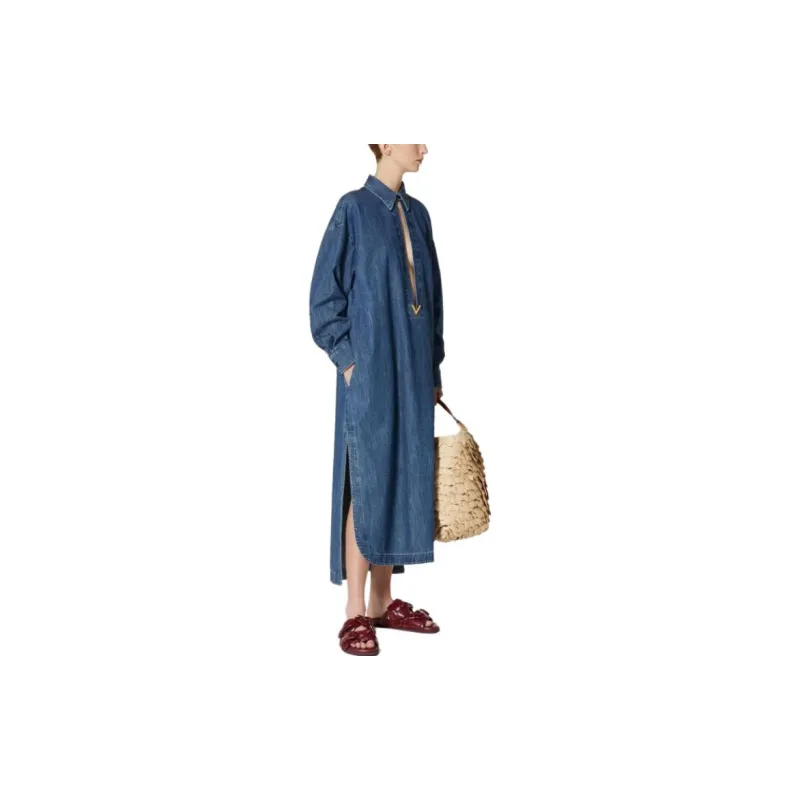 Valentino VGold Denim Chambray Long Kaftan-3