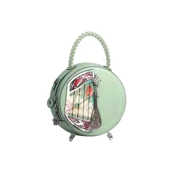 Anthracene Microfiber Synthetic Leather Small Round Bag Shoulder Bag Women's Green