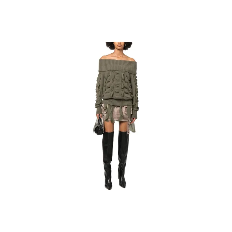 Blumarine Ruffled Off Shoulder Knitted Top-1