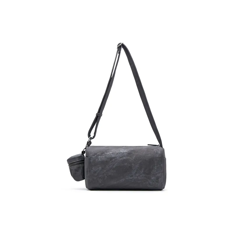 Champion Fabric+Artificial Leather Crossbody Bag Medium Size Unisex Smoke Gray/Champion Blue/Latte Brown/Black-3