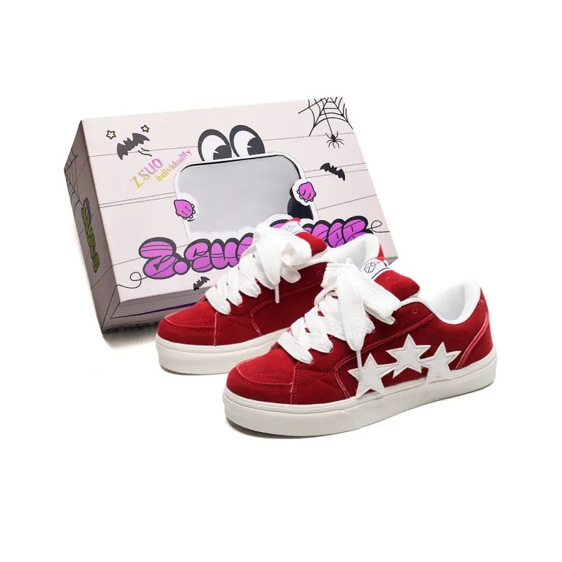 Z.SUO Height Increasing Coverage Low Top Skateboard Shoes Unisex Red Box Included-0