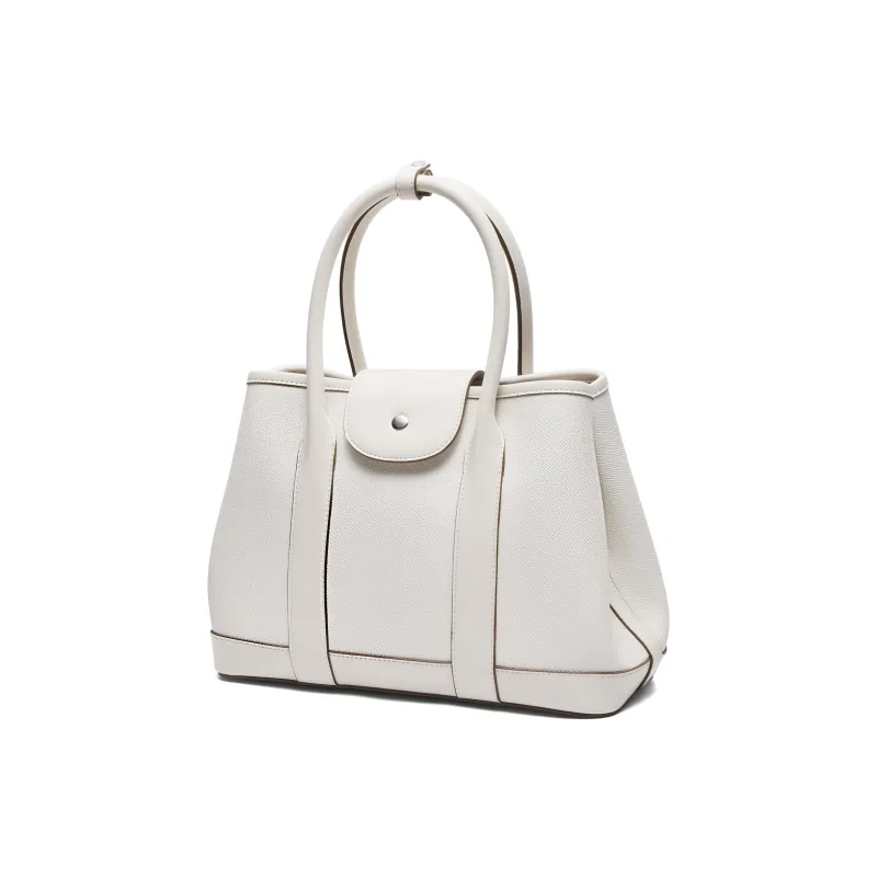 BELLE Cow Leather Patchwork With Artificial Leather Tote One Shoulder Handbag Women's Solid Color Plain-11