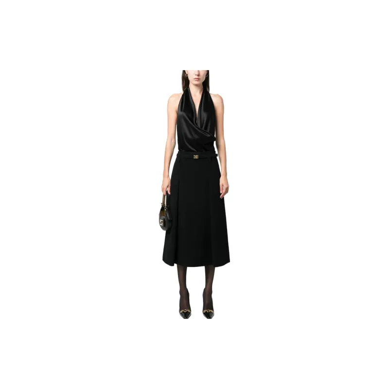 SAINT LAURENT Wool blend A line Midi Skirt-1