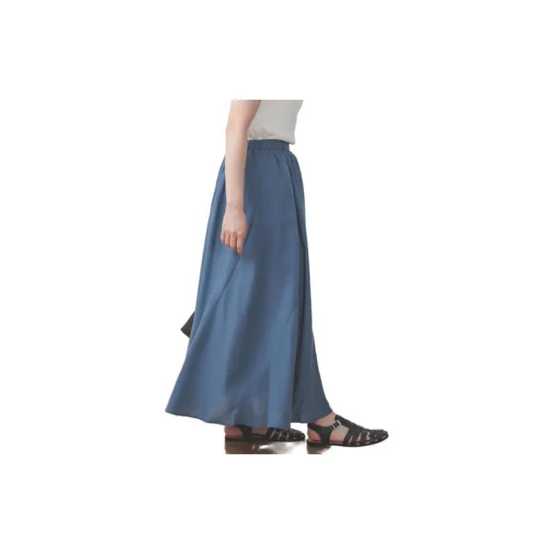 Beams Casual Long Skirts Women's Blue-3