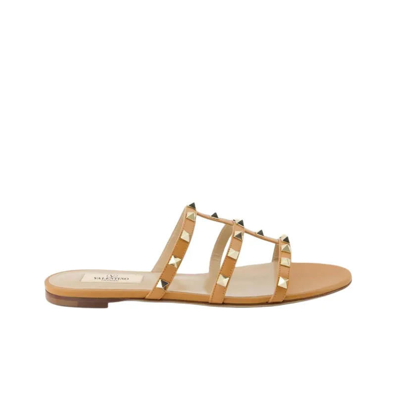 Valentino ROCKSTUD Slide Slippers Women's Khaki-1