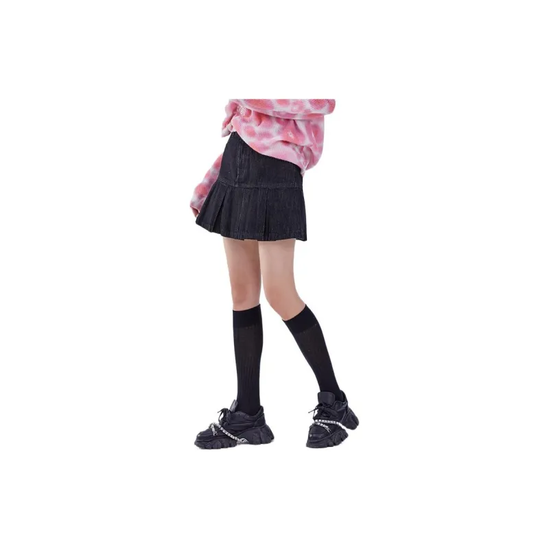 LOFT SHINE SS22 Cropped Skirt Denim Black-3