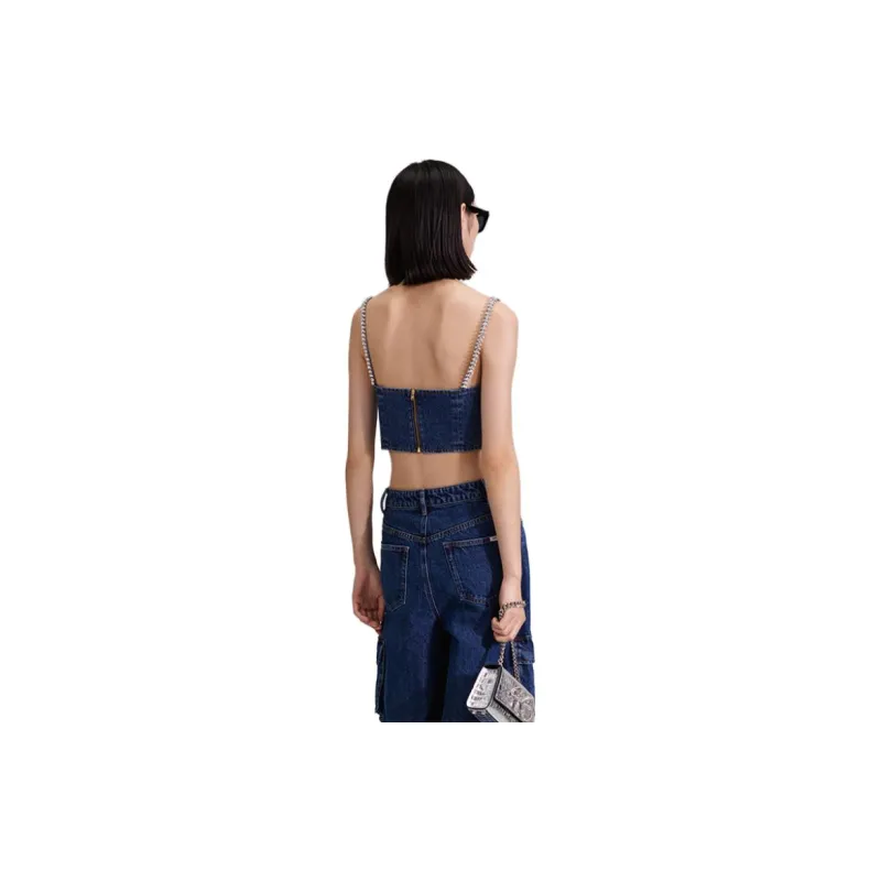 Self portrait Tank Tops Women's Denim Blue-1