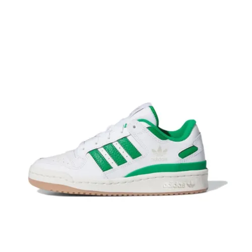 Adidas Originals FORUM Anti Slip Wear Resistant Low Top Kids' Skateboarding Shoes White Green Teenagers