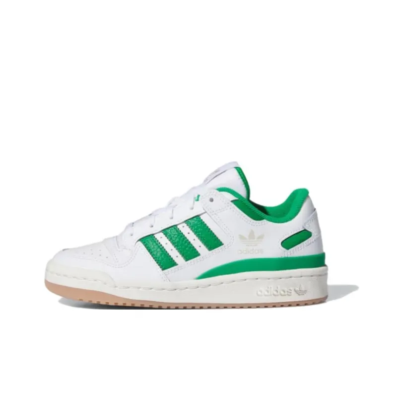 Adidas Originals FORUM Anti Slip Wear Resistant Low Top Kids' Skateboarding Shoes White Green Teenagers-0