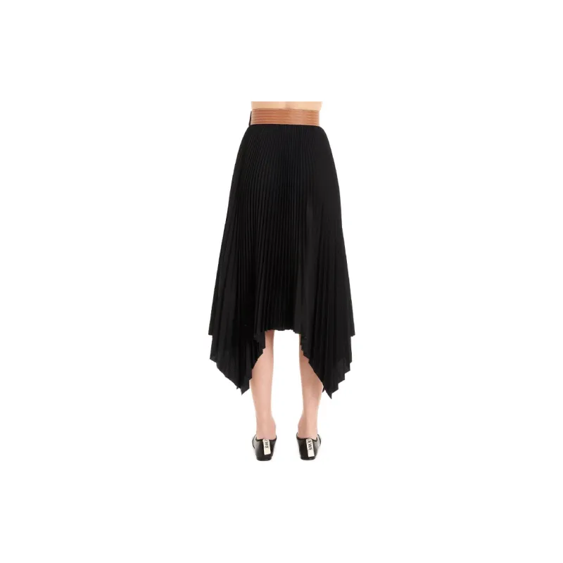 LOEWE Leather Long Skirts Women's Black-3