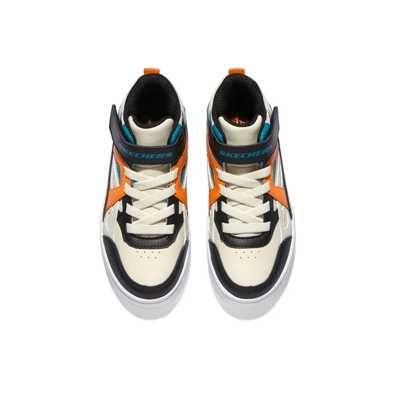 Skechers Slip-Resistant Cushioning Wear-Resistant Low-Top Kids' Skateboarding Shoes Black White Orange Teenagers-3