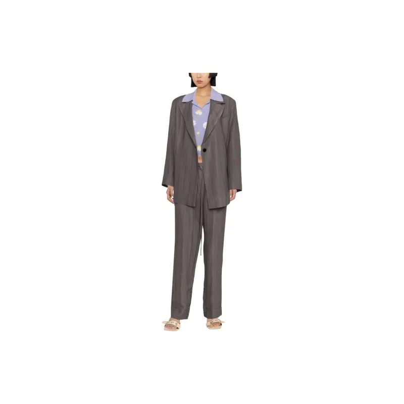 GANNI Striped Straight-leg Trousers-1