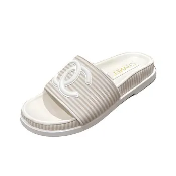 CHANEL Slip-Resistant Slide Slippers Women's Ecru