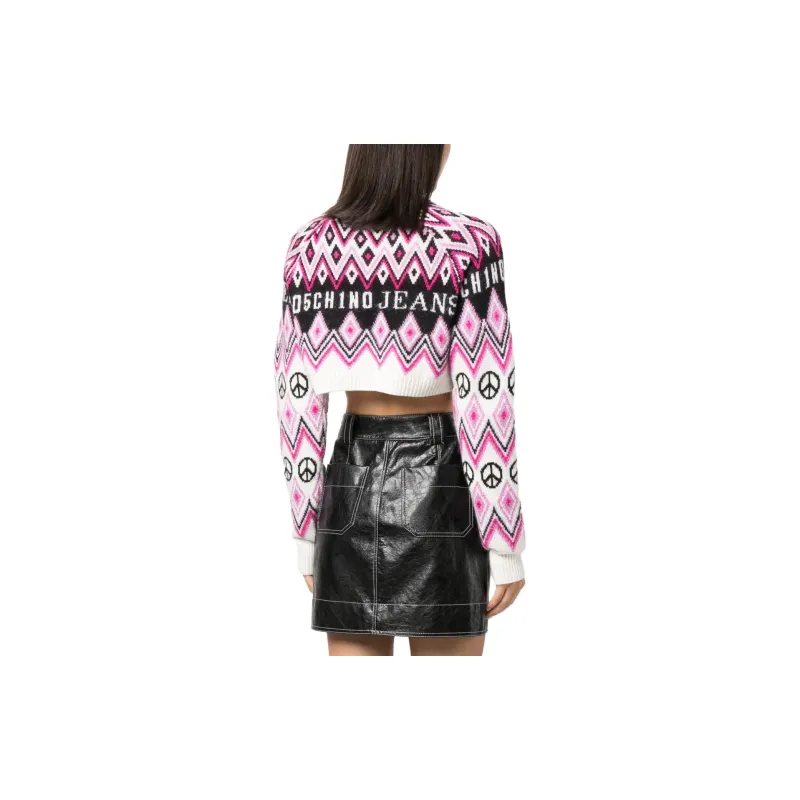 MOSCHINO Logo Intarsia knit Cardigan-2
