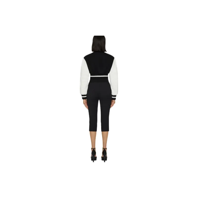Givenchy Cropped Varsity Leather Jacket 'Black/White'-2