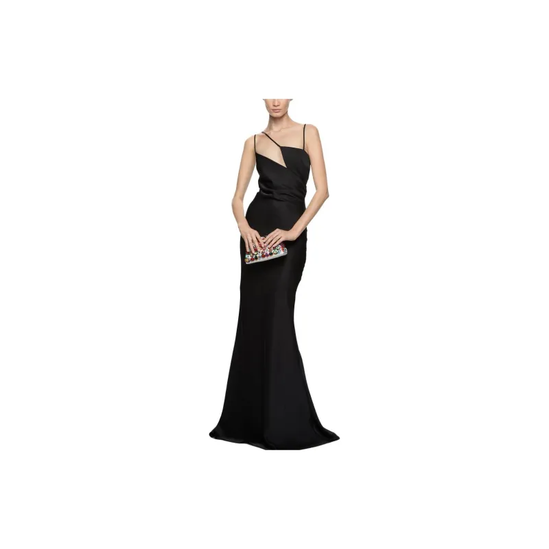 The Attico Melva Asymmetric Neckline Maxi Dress-1