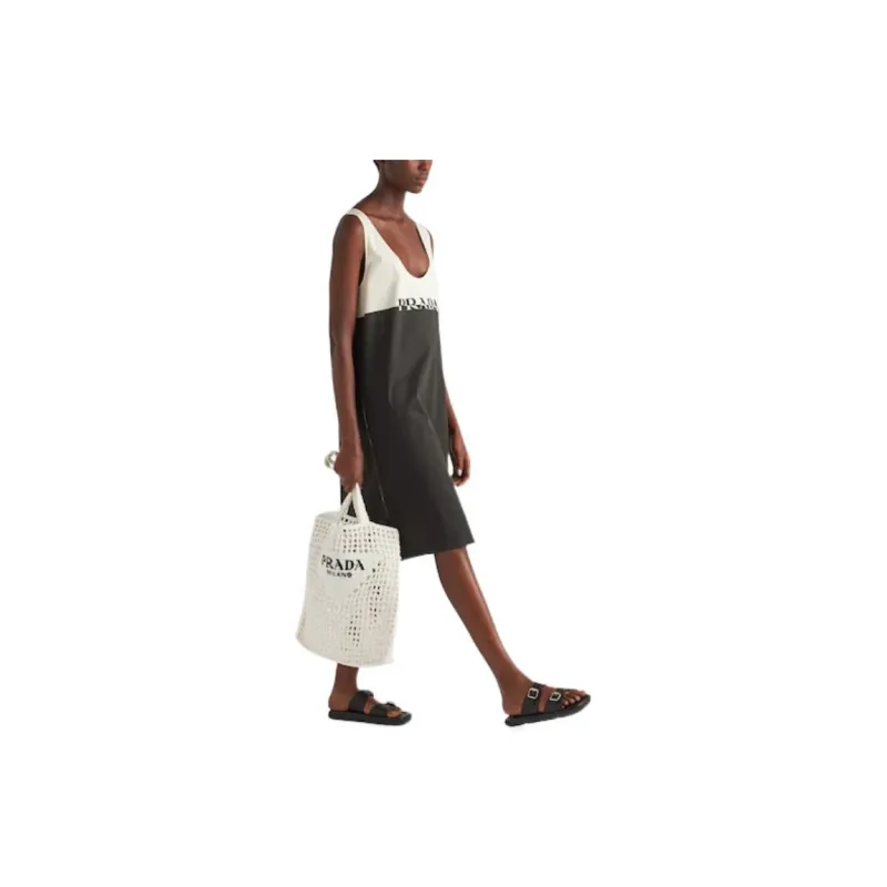 PRADA Sleeveless Dress Women's Black White-1