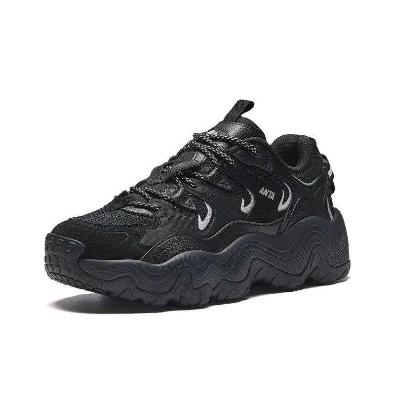 Anta Anti Slip Wear Resistant Low Top Casual Shoes Men's Black Silver-1