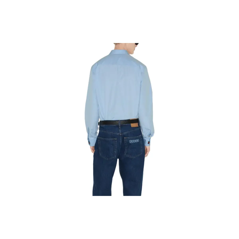 GUCCI Logo Embroidered Long Sleeve Shirt-3