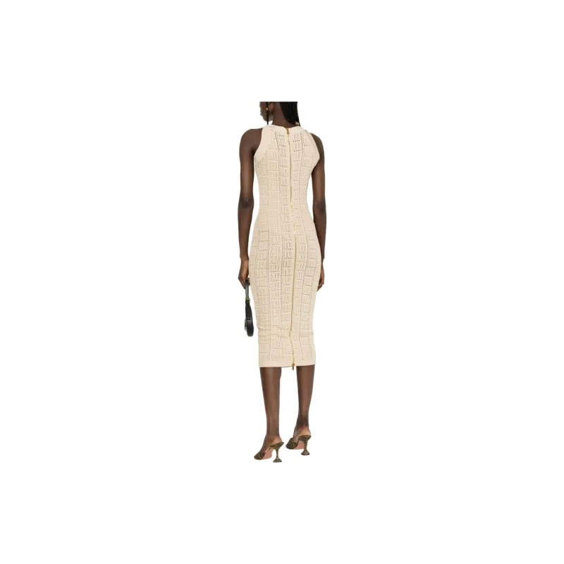 BALMAIN Monogram Mesh Midi Dress-2