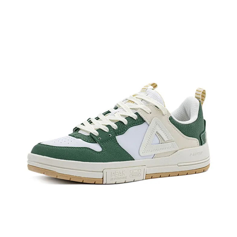 PEAK Classic Heritage Coverage Cushioning Abrasion Resistant Low Top Skateboard Shoes Men's White Green-2