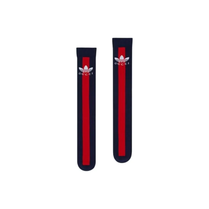 GUCCI Knee High Knee High Socks Unisex Blue Red-0