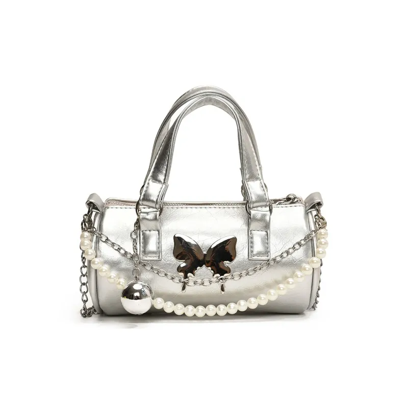 NOMK PU Shoulder Bag, Crossbody Bag, Handbag Women's Black/White/Silver-8