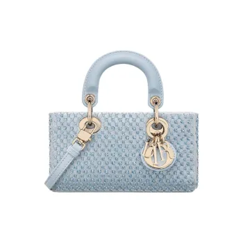 DIOR Lady D Joy Calfskin Lady Dior Bag, Shoulder Bag, Crossbody Bag, Handbag Extra Mini Women's Light Blue