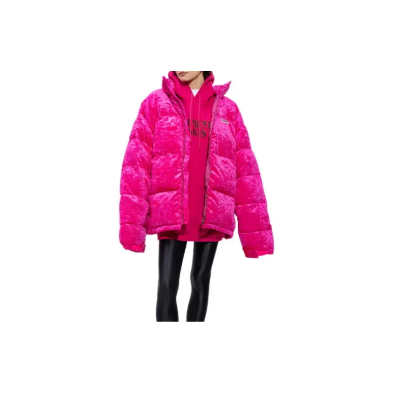 Vetements Logo-patch Velour Down Puffer Jacket-4