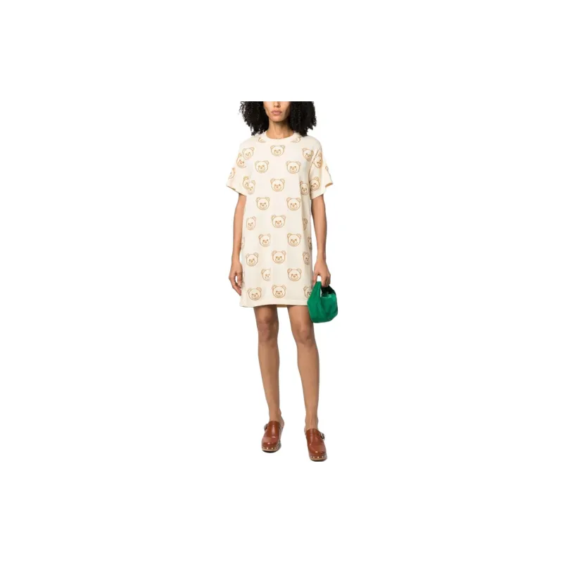MOSCHINO Teddy Bear Embroidered Crewneck Dress-1