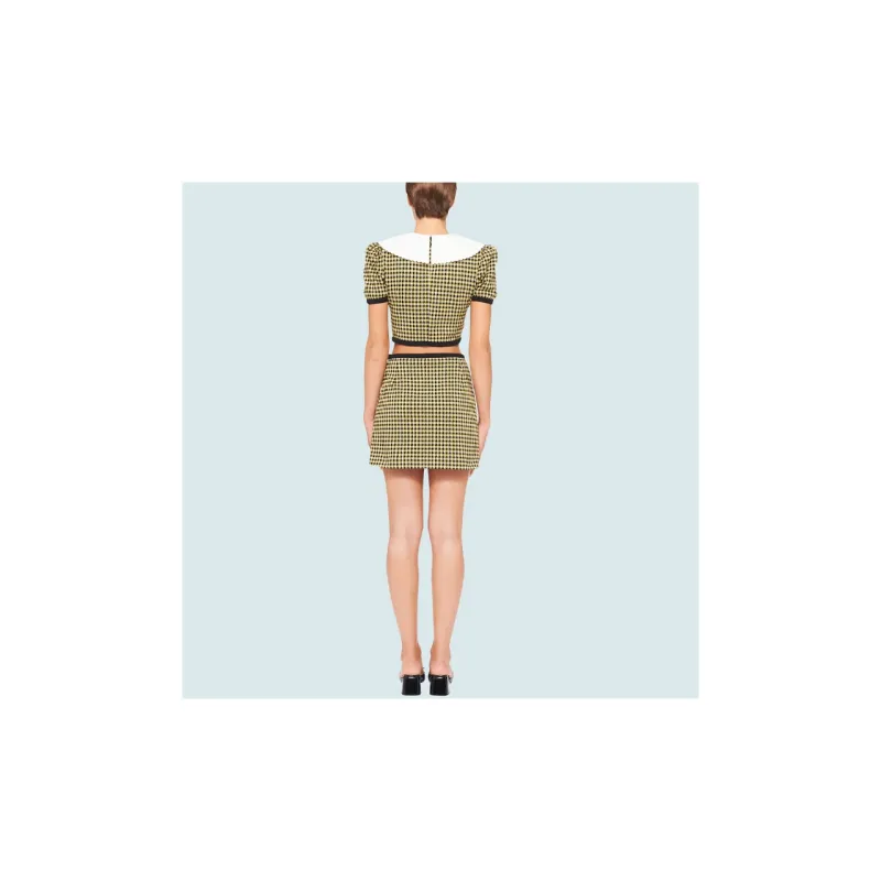 MIU MIU Casual Short Skirts Women's Yellow Black-6