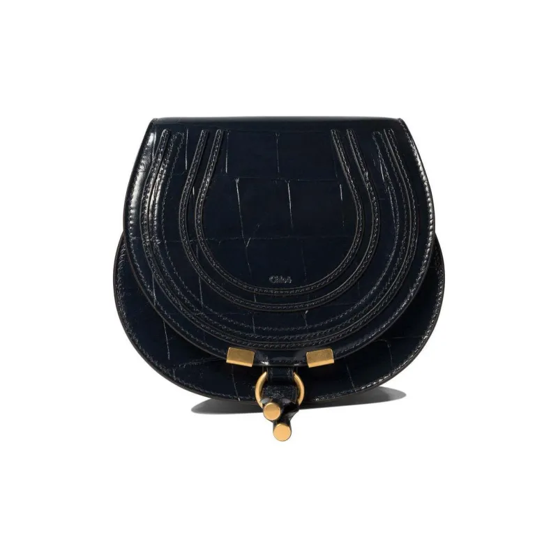 Chloe Marcie Leather Shoulder Bag Crossbody Bag Small Size Women's Blue-0